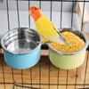 PINVNBY Bird Feeding Dish Cups, Detachable Stainless Steel Bowl, Eco-Friendly Plastic Bowl, Water and Food Bowl, Easy Installation, Prevents Upsetting, 1 Pcs