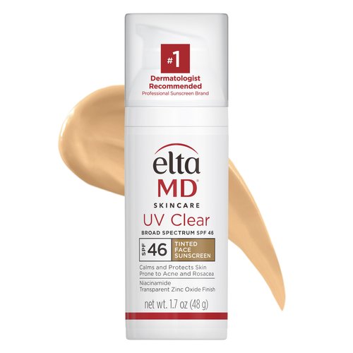 EltaMD UV Clear Tinted Face Sunscreen SPF 46, Oil- Free Tinted Sunscreen with Zinc Oxide, Dermatologist Recommended Sunscreen, 1.7 oz Pump