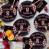 EMrups 96PCS 8th Birthday Party Plates Set Rose Gold Theme Decorations Include Rose Gold Plates and Napkins Forks for 8 Year Old Girls Birthday Party Supplies Serves 24 Guests