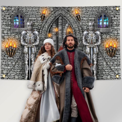 Avezano Medieval Party Banner Medieval Castle Backdrop Medieval Castle Backdrop Medieval Party Decorations Medieval Themed Party Supplies 70.8 x 43.3 Inch