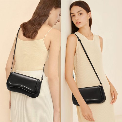 Keyli Shoulder Bag for Women mini Crossbody Purses Retro Classic Handbag Waterproof Vegan Leather Clutch Tote Hobo Purse Designer Bags with Adjustable Strap Black