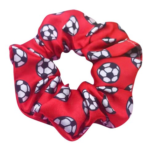 12 Pcs Shiny Soccer Hair Scrunchies Cheer Soccer Uniforms Scrunchie School Performance/Sports/Practice/Party/Gymnastics Scrunchie Ponytail Holder Wrist for Girls Cosplay Show (Red)