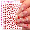 10 Sheets Heart Nail Stickers Glitter Shiny Love Nail Decals 3D Self Adhesive Nail Art Stickers Glitter Powder Effect Valentine's Day Hearts Designs DIY Valentines Manicure Decorations Accessories