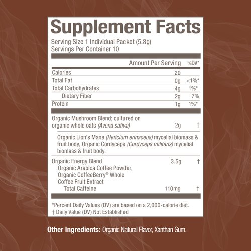 OM Mushroom Superfood Coffee Blend Mushroom Powder, Single Serve, 10 Count, Organic Arabica Beans, Lion's Mane, Cordyceps, Turkey Tail, Reishi Extract, Ginkgo Biloba, Supports Energy and Focus