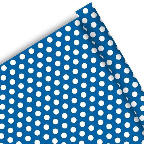 Unique Polka Dots Paper Gift Wrap, 30" x 5", Royal Blue