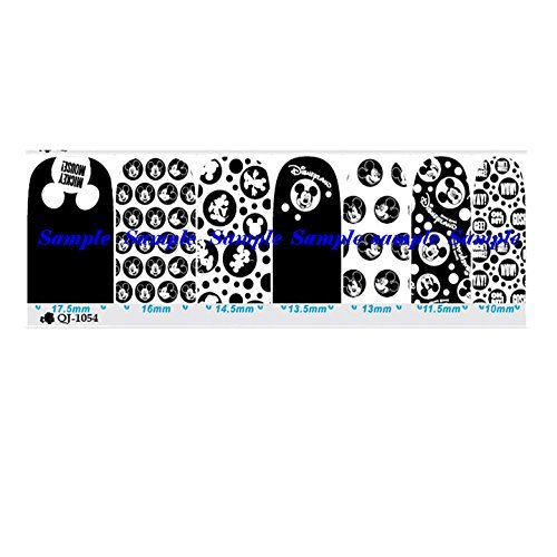 Cartoon Black & White Set 2 Nail Art Wraps Decals Nail Art Transfer Stickers Set of 14