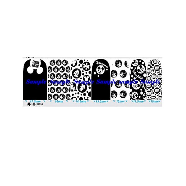 Cartoon Black & White Set 2 Nail Art Wraps Decals Nail Art Transfer Stickers Set of 14