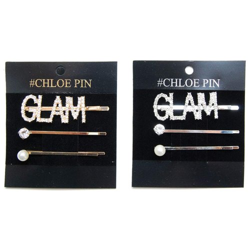 Luxxii (2 Pack) Rhinestone Crystal Decorated Hair Barrette Clip Hair Pin (Silver & Gold Tone) (A)