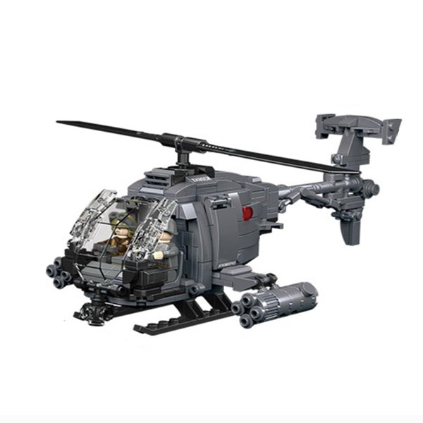 BDYDT AH-6i Helicopter Model Building Blocks Set（400PCS）-Military Historical Collection Model.Toys Gifts for Kid and Adult