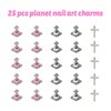 25 PCS Planet Nail Art Charms White Pink 3D Cross Nail Art Supplies with Rhinestones Saturn Shape Design Nail Gems Shiny Nail Jewelry Acrylic Accessories for Women Nail Decorations