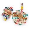 Hypeety Bird Foraging Toys Natural Seagrass Woven Basket Parrot Foraging Chewing Toys with Bell Parakeet Hanging Toys for Cockatiel Sun Parakeet Budgie Lovebirds (2pcs Bite Cake + Woven Basket)