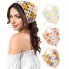 AWAYTR Crochet Head Scarf Hair Bandanas for Women Knit Bandana Headband Scarf Tie-Back Head Coverings Floral Headscarf for Girls (Orange + Blue + Yellow)