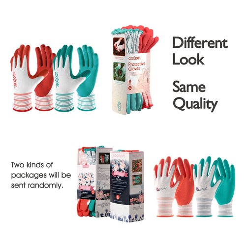 COOLJOB Gardening Gloves Best Gift for Women Ladies, 6 Pairs Breathable Rubber Coated Yard Garden Gloves, Outdoor Protective Work Gloves with Grip, Medium Size Fits Most, Red & Green