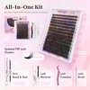 SIILUUGO DIY Lash Extensions Kit 280PCS Individual Lashes Clusters,9-16mm MIX 40D Fluffy and Natural False Eyelashes,Wispy and Volumn,with Lash Bond and Seal,Tweezers,Glue Remover,Easy Use At Home