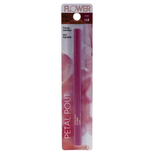 Flower Beauty Petal Pout Lip Liner - Smooth & Creamy Lip Liner with Pigment Rich Color, Prevents Feathering of Lip Color, Comes with Built-in Sharpener (Violet)