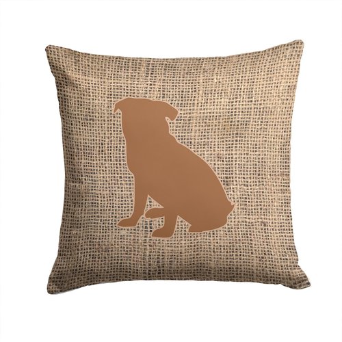 Caroline's Treasures BB1084-BL-BN-PW1414 Pug Burlap and Brown BB1084 Fabric Decorative Pillow Machine Washable, Indoor Outdoor Decorative Pillow for Couch, Bed or Patio, 14Hx14W