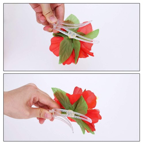 8pcs Hawaiian Hibiscus Flower Hair Clips Hairclips for Hawaiian Tropical Beach Costume Party Decoration Supplies - Colorful