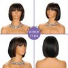 YYHR Short Bob Wig With Bangs 10" Black Mix Brown Yaki Straight Hair Daily Costume Wig Soft Light Synthetic Hair Replacement Wigs Heat Resistant (10 Inch, F1B/30)