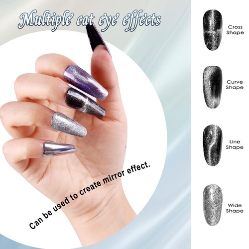 Laza Cat Eye Chrome Nail Powder Chameleon Magnetic Powder 3D Cat Eye Effect Mirror Effect Pigment Dust Magic Galaxy Holographic Effect Glitter with Magnetic Stick for Velvet Nail Art - Vast Galaxy