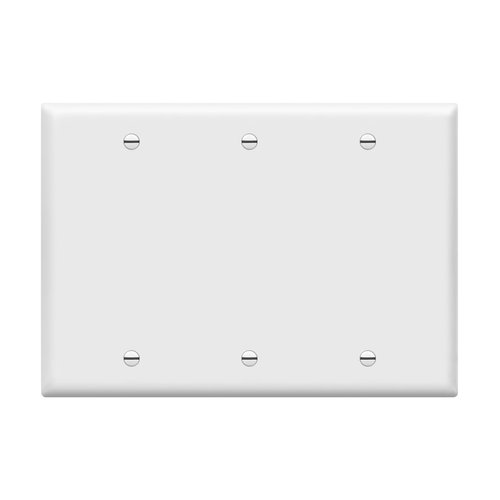 ENERLITES Blank Device Wall Plate, Blank Outlet Cover, Gloss Finish, Standard Size 3-Gang 4.5" x 6.38", Polycarbonate Thermoplastic, 8803-W, White