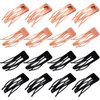32 Pieces Snap Hair Clips for Women, 3 Prong Clips for Hair, Double Grip Hair Clips Metal Snap Clips, Hair Comb Clips Snap Hair Barrettes for Women Girls Hair Accessories (Rose Gold, Black)