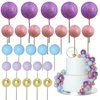 ASTARON 50 Pcs Ball Cake Topper Sticks Mini Balloons for Cake Decorating Supplies Foam Balls Cake decorations for Party Cake Birthday Cake Toppers Decorations (Pink，Purple，Blue)