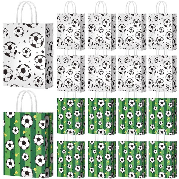 30 Pieces Soccer Party Favor Bags Soccer Goodies Bags Soccer Print Treat Bags Soccer Themed Birthday Party Supplies for Soccer Party Favors Decor for Soccer Party