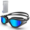OMID Swim Goggles, Comfortable Polarized Swimming Goggles, Anti-Fog Leak Proof UV Protection Crystal Clear Vision Swim Goggles for Men Women Adult (Black Blue)