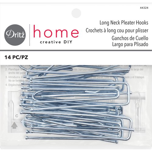 Dritz Home 44324 Long Neck Pleater Drapery Hooks (14-Piece) , Silver