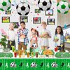 PIXHOTUL Soccer Party Decorations - 3 Pcs Rectangle Soccer Tablecloths, 8 Pcs Foil Soccer Balloons Soccer Field Disposable Table Cover for Sports Event Game Day Soccer Birthday Party Supplies