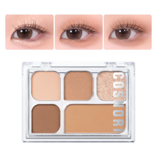 My Moment Eye Palette - 5 Colors Pigmented Matte, Shimmer and Glitter Eyeshadow Palette, Highly Blendable, Multi-Use Eye Palette (02 Classic Beige)