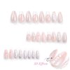 Press on Nails Medium Almond SWEKKE French Tip Fake Nails Nude Full Cover 3D Water Ripple False Nails with Silver Heart Designs Y2k Acrylic Nails Glossy Glue on Nails Artificial Nails for Women Girls