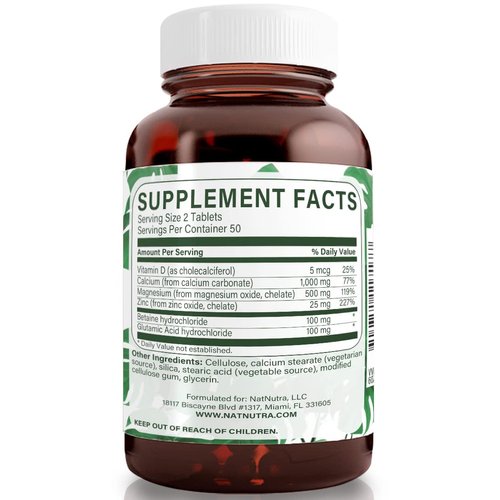 Natural Nutra Calcium Magnesium Zinc (Cal-Mag Zinc) Supplement with Vitamin D3 for Bone Strength, Health Gluten Free and Sugar Free, Essential Mineral Complex (100 Count)