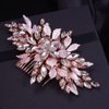 Missgrace Handmade Women Bridal Wedding Rose Gold Rhinestones Flower Side Hair Comb Special Occasion Headpiece Gold Silver Hair Accessories for Women (Rose Gold)