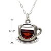 Sterling Silver Coffee Cup Teacup with Red Cubic Zirconia Charm Necklace, 18"