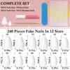 LoveOurHome 240pc Almond Press on Nails Short Fake Nails White Glue on Nails Short Almond Nails Press ons Acrylic Nail Full Cover Artificial Fingernail XS Stiletto False Nail with Adhesive Tabs