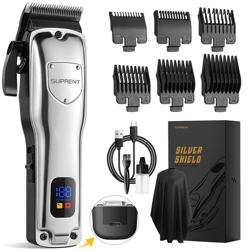 SUPRENT Hair Clippers for Men Professional, Cordless High-Performance Clippers for Hair Cutting, USB-C Rechargeable Mens Hair Clippers with LED Display Trimmer for Barbers & Home Haircut Use