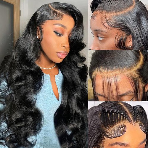 Drosuud Body Wave Lace Front Wigs Human Hair 13x6 HD Lace Frontal Glueless Wigs for Women Human Hair Pre Plucked with Baby Hair Brazilian Virgin Human Hair Lace Front Wigs 22inch