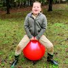 AppleRound Hippity Hoppity Jumping Ball with Ball Pump, Bouncy Ball with Handle, 20in/50cm Diameter for Age 7-9, Kangaroo Bouncer, Space Hopper Ball with Handle for Children, Plain Color (Red)