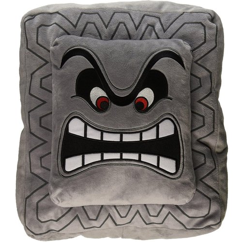 Nintendo Cotton Official Super Mario Thwomp Cushion/Pillow Plush, 12"