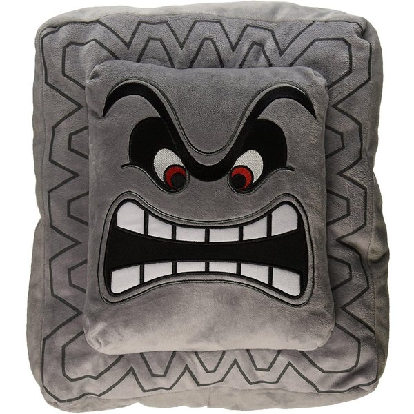 Nintendo Cotton Official Super Mario Thwomp Cushion/Pillow Plush, 12"