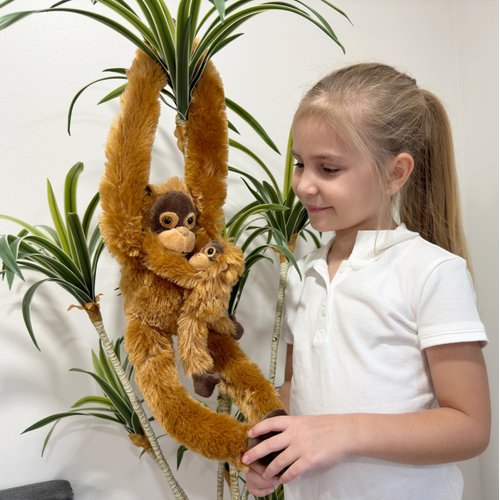 Forest & Twelfth Kids Mom and Baby Hanging Orangutan, 18" Stuffed Plush Animals for Kids, Cute & Huggable Stuffed Zoo Animals Ideal for Nursery Room Décor, (18'' Mom & Baby Orangutan)