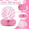 12PCS Disco Ball Party Decorations 70s Disco Table Honeycomb Centerpieces Western Cowgirl Party Table Toppers Hot Pink Disco Party Table Centerpieces for Girls Birthday Party Supplies