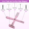 Vnjaoi Nail Magnet Set, Upgraded 5 in 1 Multi-Function Nail Magnet Pens with Silicone Protective Case, Magnetic Nail Polish Magnet Wand for Nails Cat Eye Nail Design Tools Nail Art Accessories