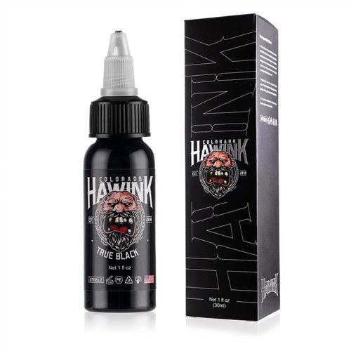 HAWINK Black Tattoo Ink 1 oz (30ml) Vegan-Friendly USA Standard Pigment Tattoo Supplies True Black TI203-30-001