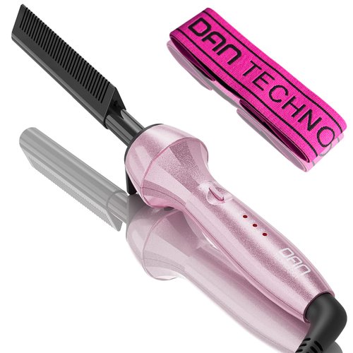 Dan Technology hot comb electric ， hot comb electric for wigs,Dual voltage ceramic hot comb,500℉ High heat hot comb hair straightener,travel size,Adjustable temperature,60 min Shut Off