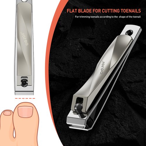 BEZOX Nail Clippers 2pcs Set - Straight Blade Toenail Clipper and Curved Blade Fingernail Clippers - Premium Nail Trimmer Cutter for Thick Nails and Ingrown Toenails - Grey