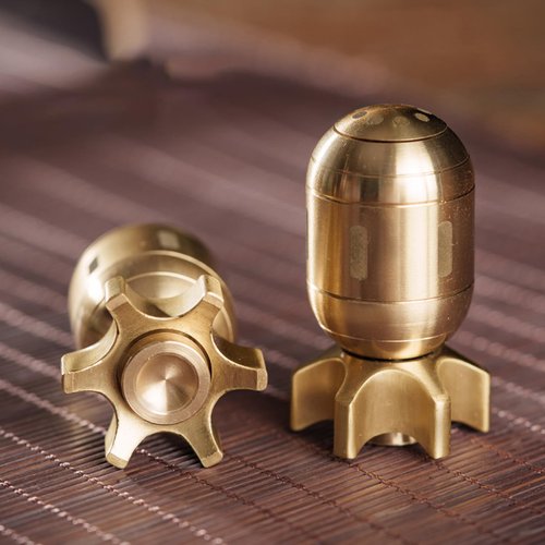 HYGPDER Atomic Bomb Spinning Top,Fidget Spinners for Adults Kids,Metal Decompression Fun Spin Toys for Desk Office Executive,2024 New Brass Removable Assembly Mini Torpedo Spinning Top Toys