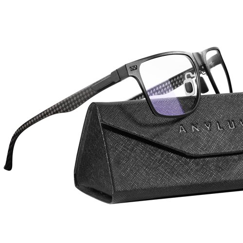 ANYLUV Blue Light Blocking Glasses for Men Premium Carbon Fiber Temples Mens Computer Gaming Glasses Rectangle Style UV400
