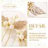 Asooll Pearl Bride Wedding Hair Pins Bridal Leaf Head Piece Rhinestone Hair Accessories for Women (Pack of 3) (Gold)